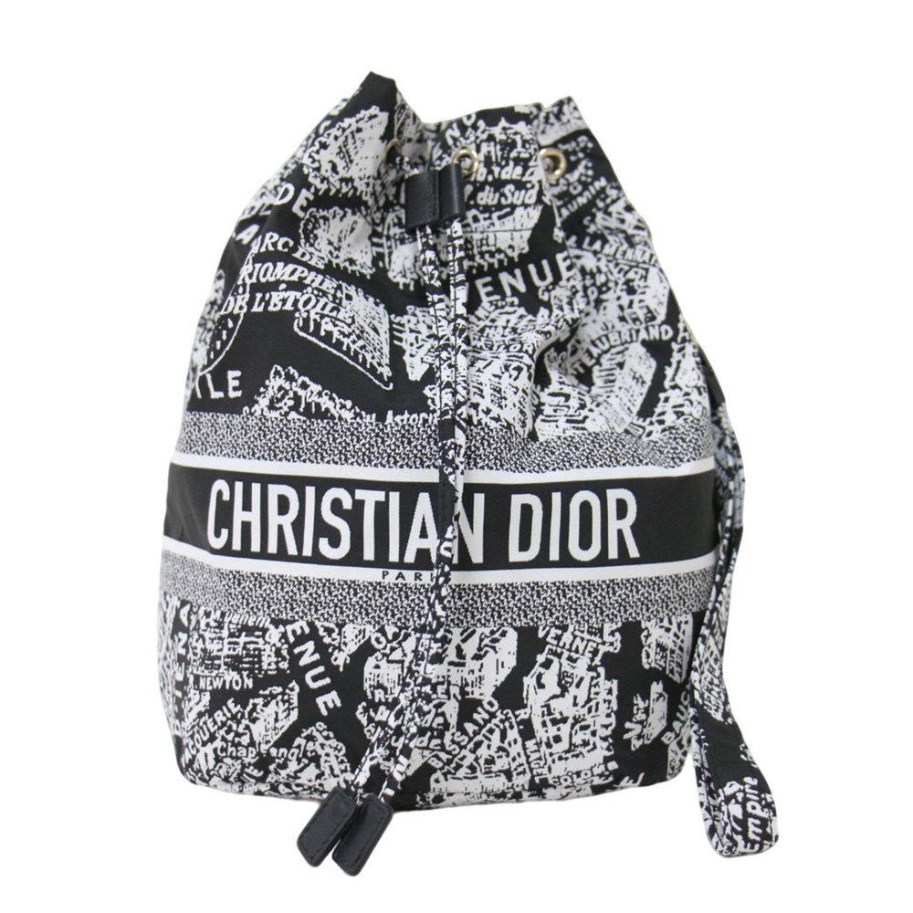 Christian Dior Pouch Black White Plan de Paris with Strap Jacquard - Picture 3 of 11
